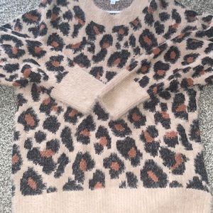 Long fuzzy cheetah print sweater size small